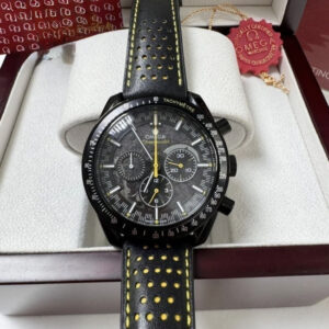 Omega Speedmaster - Couro Preto/ Amarelo