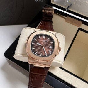Patek Philippe Nautilus- Couro Marrom/ Rose