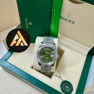 Rolex Day-Date - Silver/ Olive Green