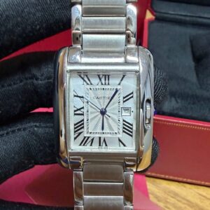 Cartier Tank Anglaise - Prata /Date