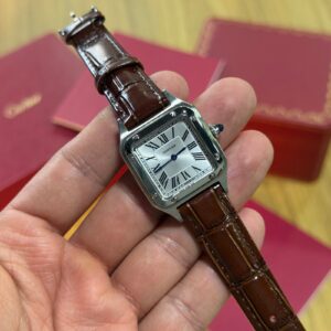 Cartier Santos-Dumont - Prata/ Couro Marrom
