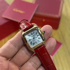Cartier Santos-Dumont - Dourado/ Couro vermelho